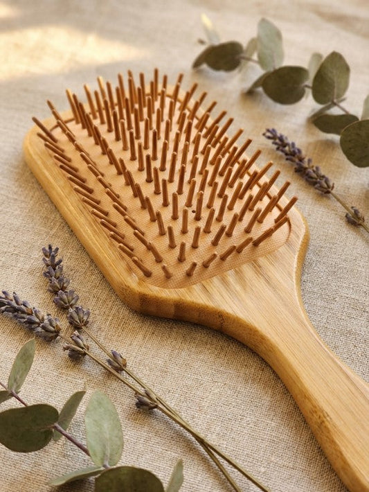 Bamboo Wood Large Paddle Hair Brush with Wood Bristles